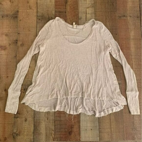FP We the free womens oversized long sleeve peplum cream top -S - Picture 1 of 10